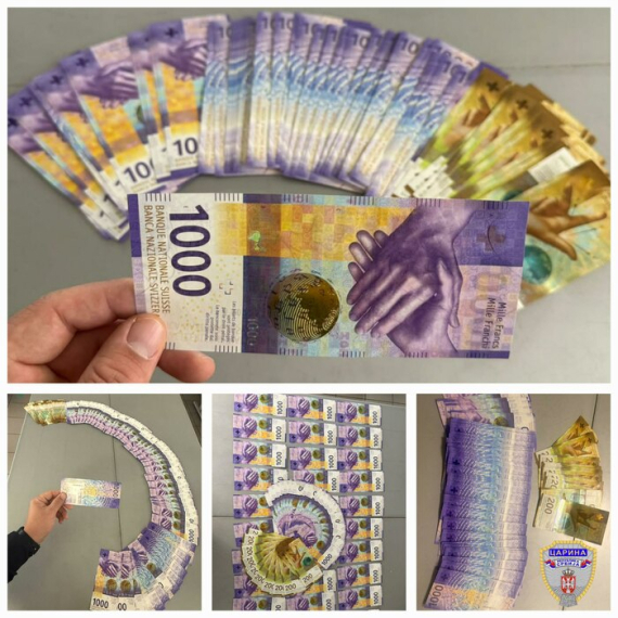 Na Horgošu zaplenjeno 65.000 neprijavljenih švajcarskih franaka