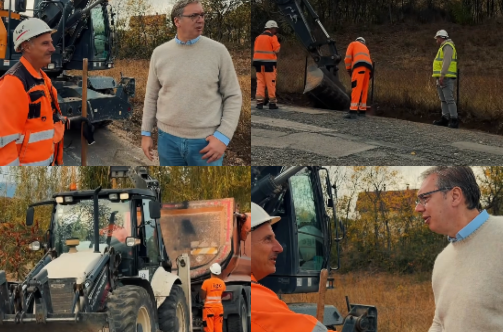 Vučić obišao radove na putu Zlot - Podgorac: Građani će dobiti 12 km novog asfalta VIDEO
